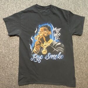 Pop Smoke Meet The Woo V2 T Shirt Medium M Mens Black Streetwear Graphic Tee
